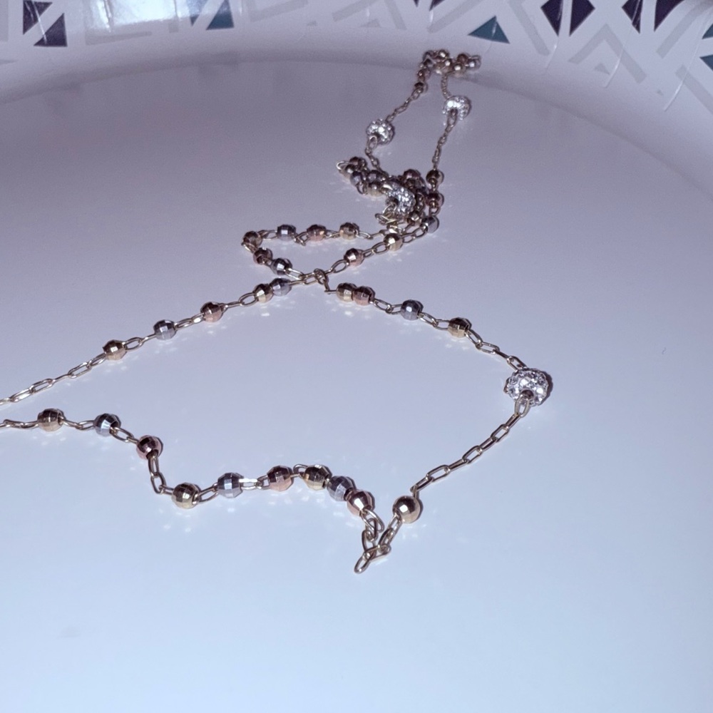 Gold and Silver Two-Tone Y-Shaped Necklace - Picture 3 of 3